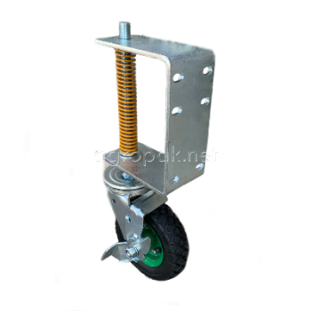 Колесо опорное для гаражных ворот с пружиной поворотное с тормозом 160мм Надувное